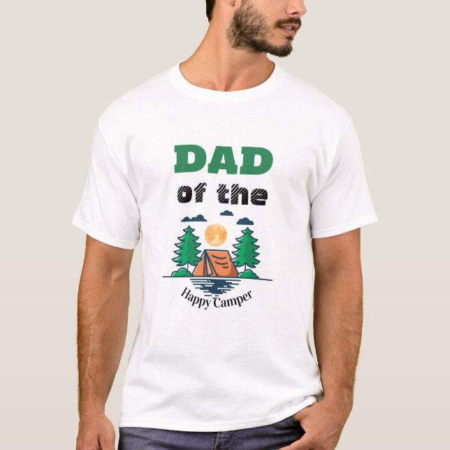 Dad Happy Camper T-Shirt Kids Birthday Party (Front)