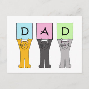 Dad Happy Father's Day Cartoon Cats Postcard