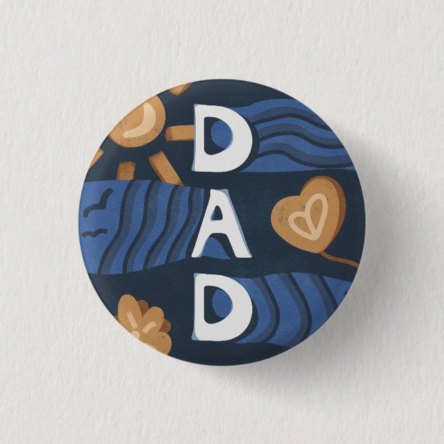 Dad - Happy Father's Day Navy Blue 3 Cm Round Badge (Front)