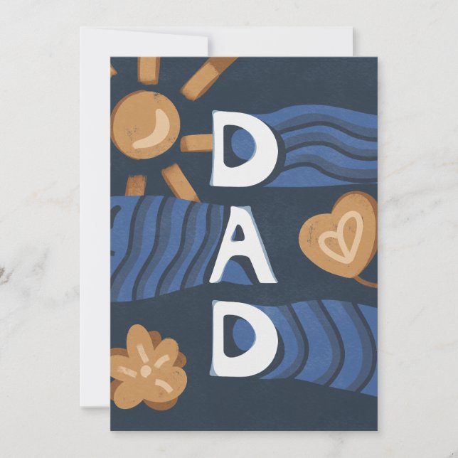 Dad - Happy Father's Day Navy Blue Holiday Card (Front)