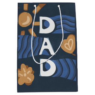 Dad - Happy Father's Day Navy Blue Medium Gift Bag