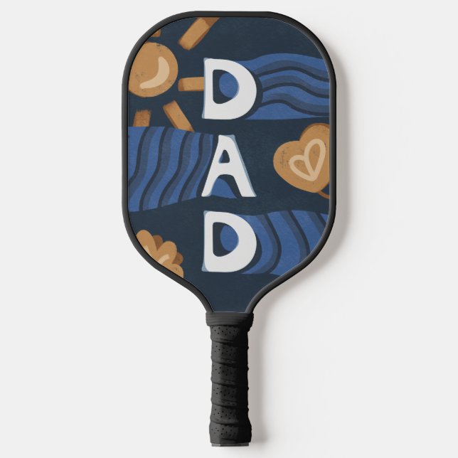 Dad - Happy Father's Day Navy Blue Pickleball Paddle (Front)