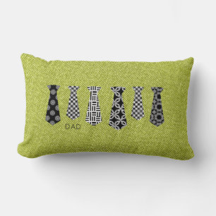 DAD Happy Fathers Day Neck Ties Green Denim Lumbar Cushion