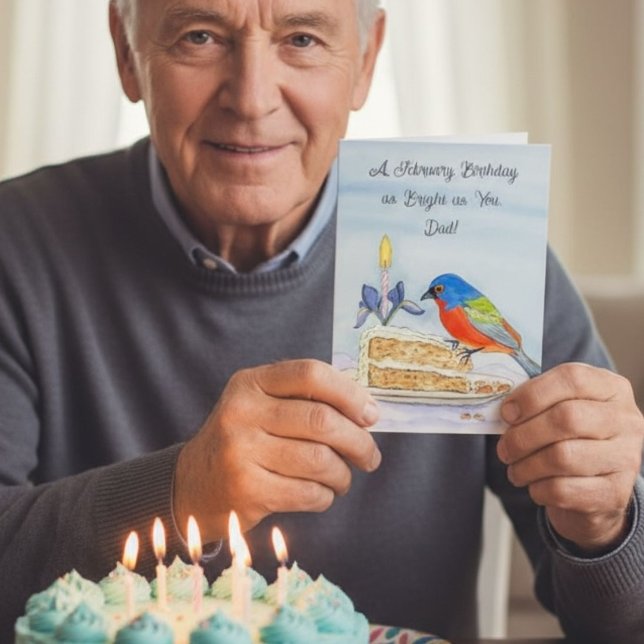 Dad Happy February Birthday Painted Bunt Card (Creator Uploaded)