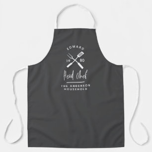 Dad head chef bbq grill Christmas birthday modern  Apron