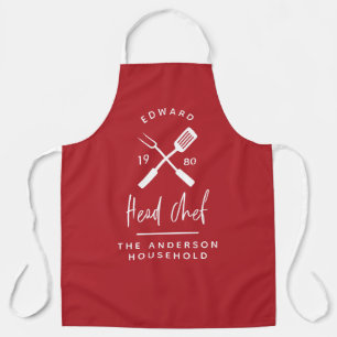 Dad head chef bbq grill Christmas birthday modern Apron
