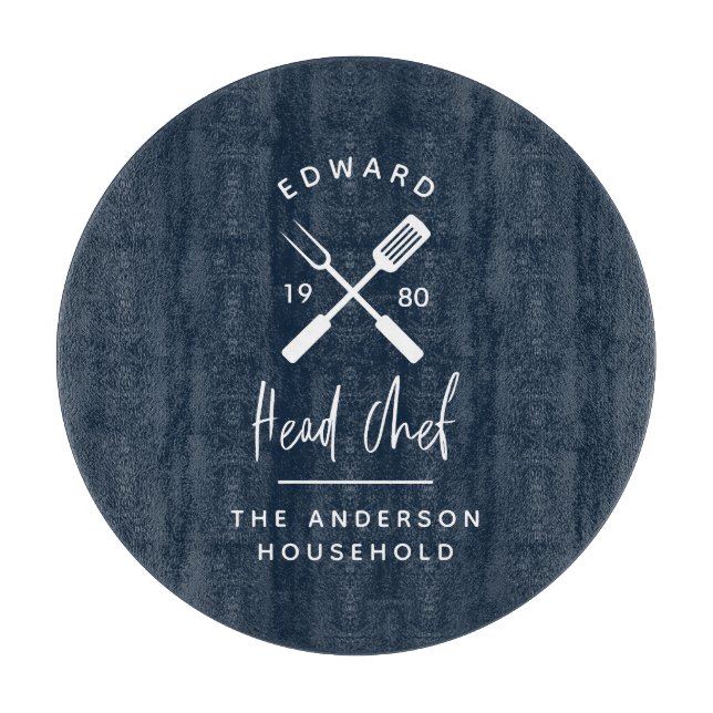 Dad head chef bbq grill Christmas birthday modern Cutting Board (Front)