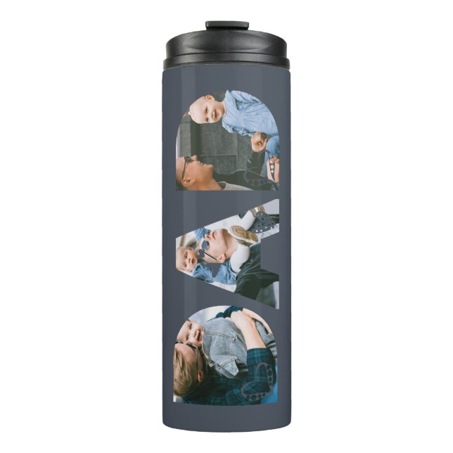 Dad Heart Collage Father's Day Keepsake Photo Canv Thermal Tumbler (Front)