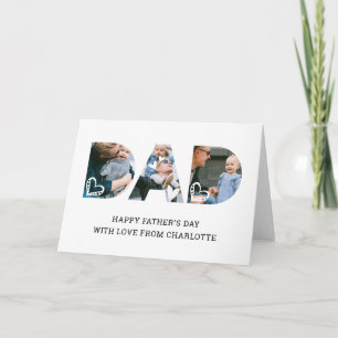 Dad Heart Custom Name Photo Collage Father's Day Card