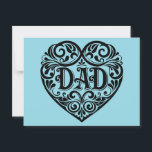 Dad Heart Father's Day Postcard<br><div class="desc">Awesome,  black heart design is featured on this postcard for Father's Day. Front of postcard reads,  "DAD" and back of the postcard reads,  "It's your special day so relax and enjoy it. Happy Father's Day"!  A great postcard to send Dad on his special day!</div>