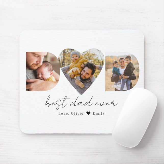 Dad Heart Photo Collage, Father's Day Gift Mouse Pad (With Mouse)