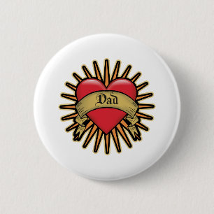 Dad Heart Tattoo 6 Cm Round Badge