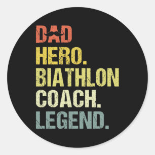 Dad Hero Biathlon Coach Funny Biathlon Coach Humou Classic Round Sticker