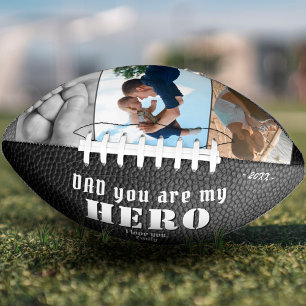 Dad Hero Leather Print Father`s day Photo Collage Football