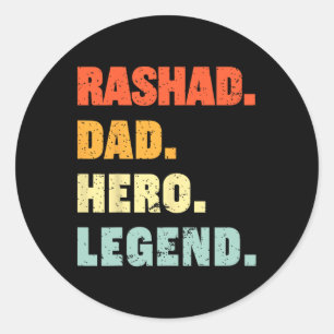 Dad Hero Legend Personalised Custom Name Fathers D Classic Round Sticker