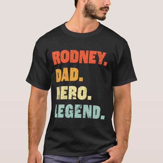 Dad Hero Legend Personalised Custom Name Fathers D T-Shirt (Front)