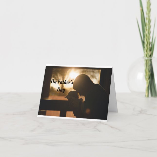 Dad Holding Baby Greeting Card (Front)