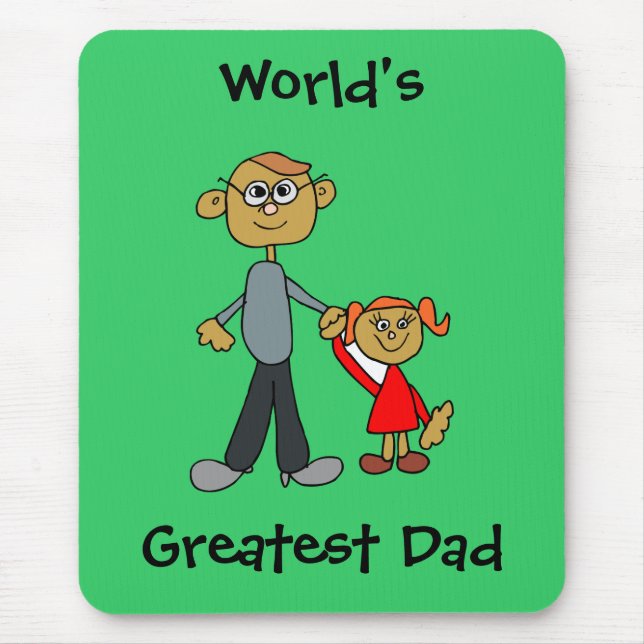 Dad Holding Daughters Hand, World's Greatest Dad Mouse Pad (Front)