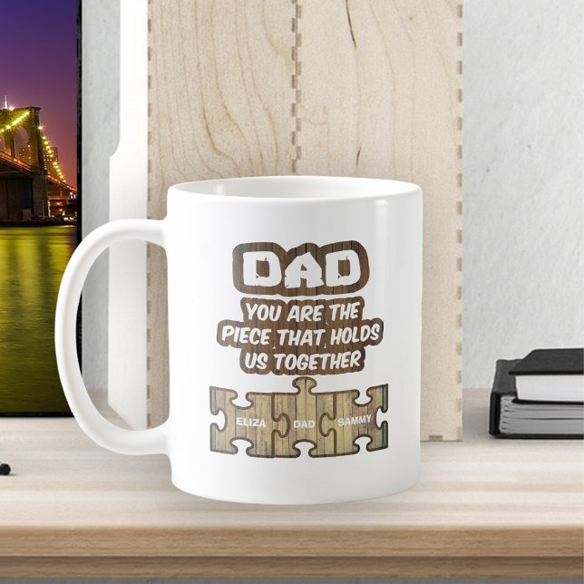 Dad Holding Family Together | 2 Names Edition Coffee Mug (Creator Uploaded)