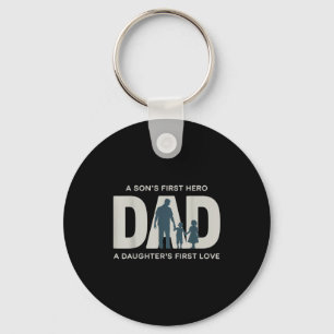 Dad Holding Kids Family Silhouette Father Quote Key Ring
