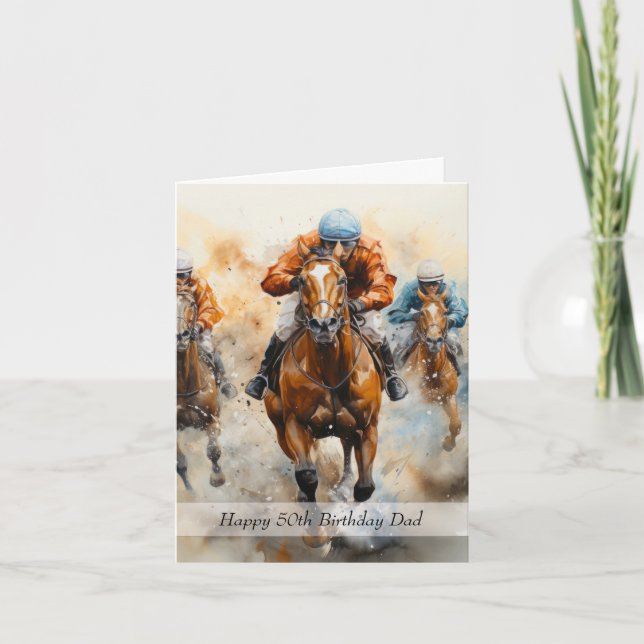 Dad Horse Racing 50th Birthday Card (Front)