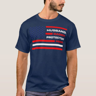 Dad Husband Daddy Protector Hero Men  T-Shirt