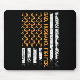 Dad Husband Fighter Ribbon USA Flag Leukaemia Awar Mouse Pad