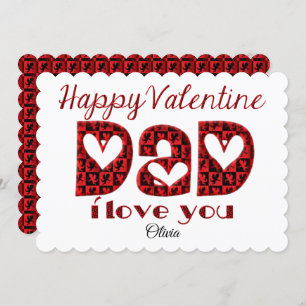 Dad I Love You Cute Cupid Typography Valentine Holiday Card