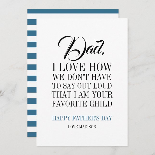 Dad I'm Your Favourite Child Father's Day Card (Front/Back)