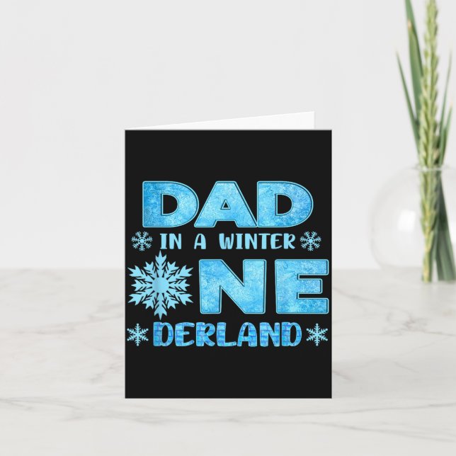 Dad In A Winter Onederland Bday Girl Sweet Snowfla Card (Front)