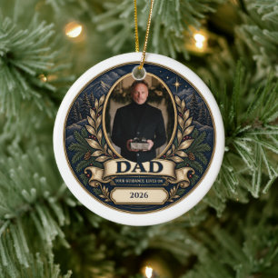 Dad In Loving Memory Personalised Photo Ceramic Tree Decoration