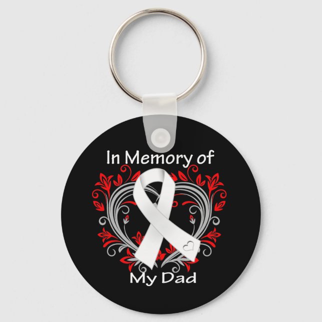 Dad - In Memory Lung Cancer Heart Key Ring (Front)