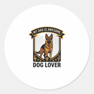Dad Is Awesome Dog Lover German Shepherd Paws_1 Classic Round Sticker