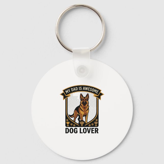 Dad Is Awesome Dog Lover German Shepherd Paws_1 Key Ring (Front)