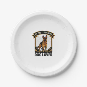 Dad Is Awesome Dog Lover German Shepherd Paws_1 Paper Plate