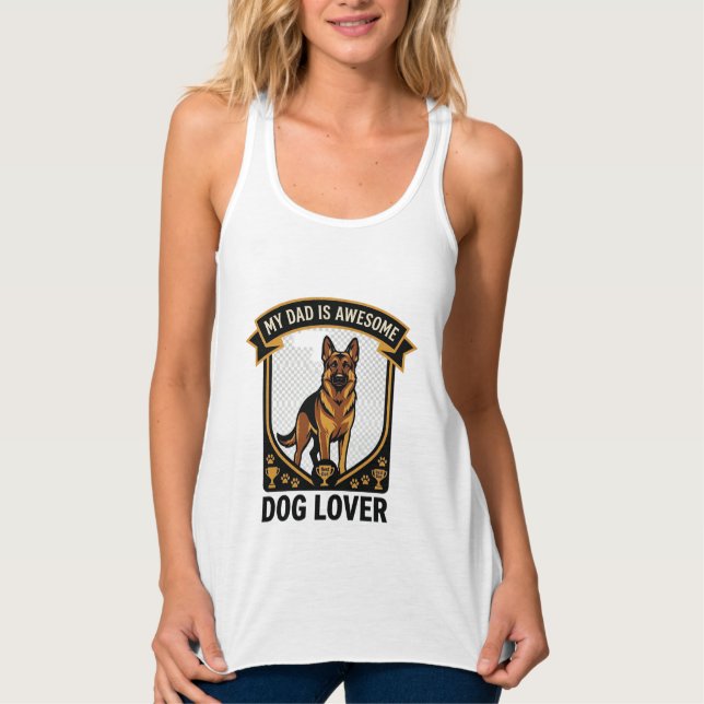 Dad Is Awesome Dog Lover German Shepherd Paws_1 Singlet (Front)