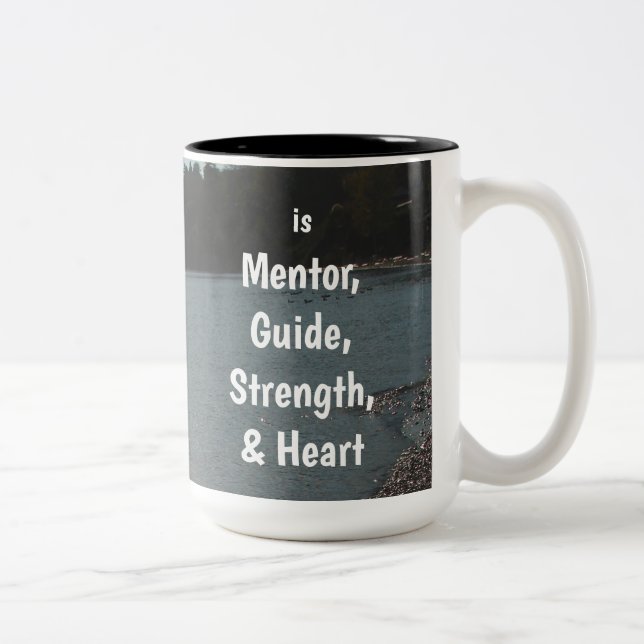 Dad Is Mentor, Guide, Strength & Heart Two-Tone Coffee Mug (Right)