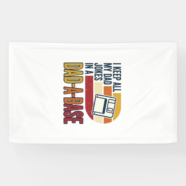 Dad Joke Dad-A-Base Retro Funny Father Vector Desi Banner (Horizontal)