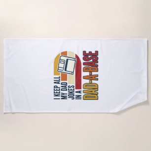 Dad Joke Dad-A-Base Retro Funny Father Vector Desi Beach Towel