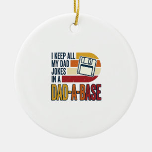 Dad Joke Dad-A-Base Retro Funny Father Vector Desi Ceramic Tree Decoration