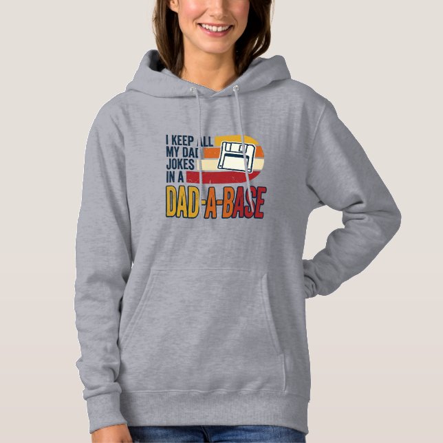 Dad Joke Dad-A-Base Retro Funny Father Vector Desi Hoodie (Front)