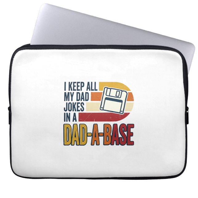 Dad Joke Dad-A-Base Retro Funny Father Vector Desi Laptop Sleeve (Front)