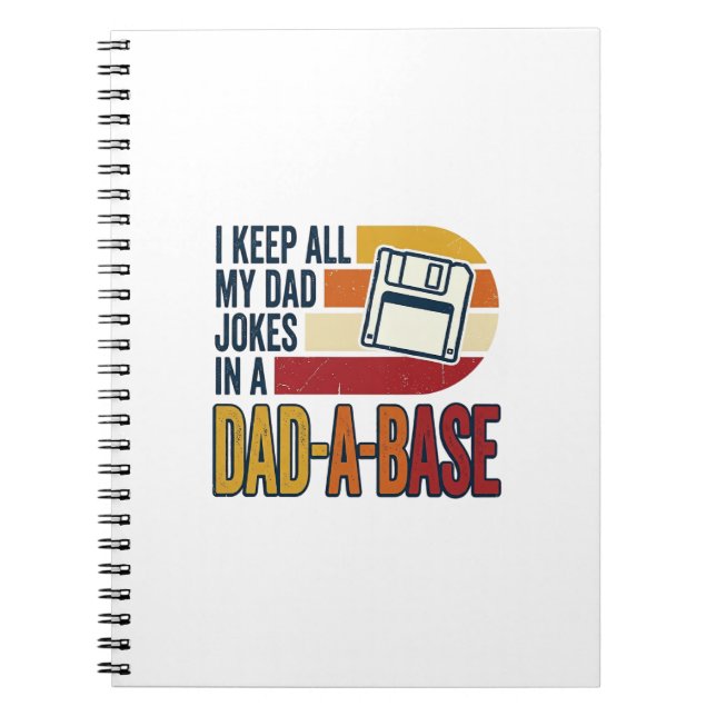 Dad Joke Dad-A-Base Retro Funny Father Vector Desi Notebook (Front)