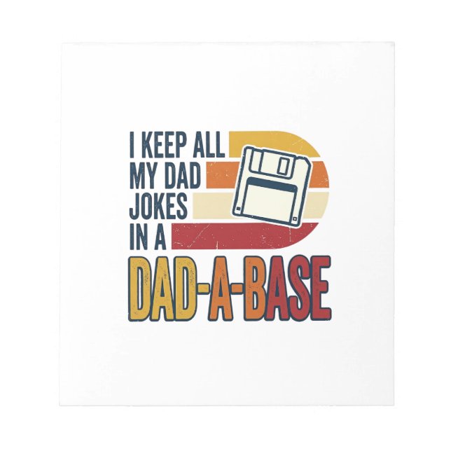 Dad Joke Dad-A-Base Retro Funny Father Vector Desi Notepad (Front)