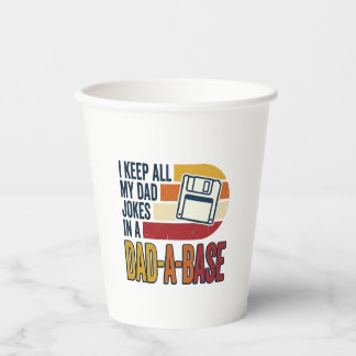 Dad Joke Dad-A-Base Retro Funny Father Vector Desi Paper Cups