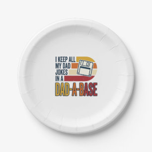 Dad Joke Dad-A-Base Retro Funny Father Vector Desi Paper Plate