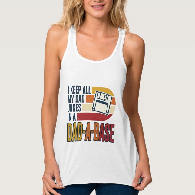 Dad Joke Dad-A-Base Retro Funny Father Vector Desi Singlet (Front)