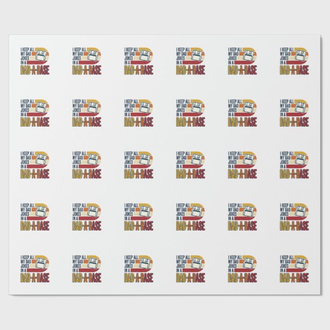 Dad Joke Dad-A-Base Retro Funny Father Vector Desi Wrapping Paper (Flat)
