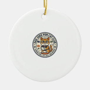 Dad Joke Pun Cat Cat Graphic Tee Art - Dad Joke Pu Ceramic Tree Decoration