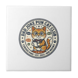 Dad Joke Pun Cat Cat Graphic Tee Art - Dad Joke Pu Tile